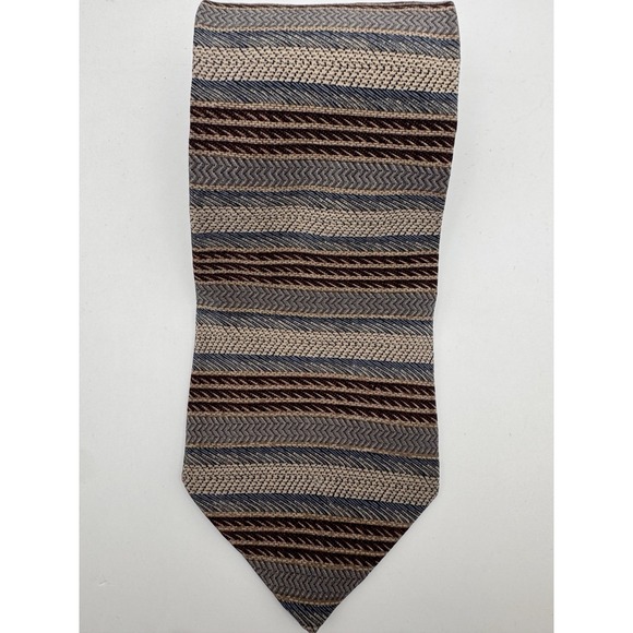 Henry Grethel Other - Vintage 1980s Henry Grethel 100% Imported Silk - Striped Herringbone Pattern